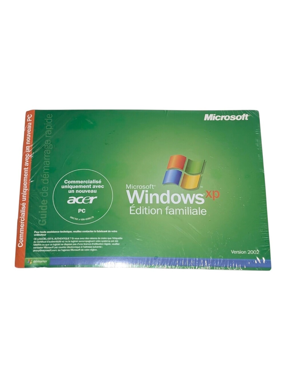 Windows XP Home Edition 2002 French Version PC Acer Sealed New Sealed Box CD